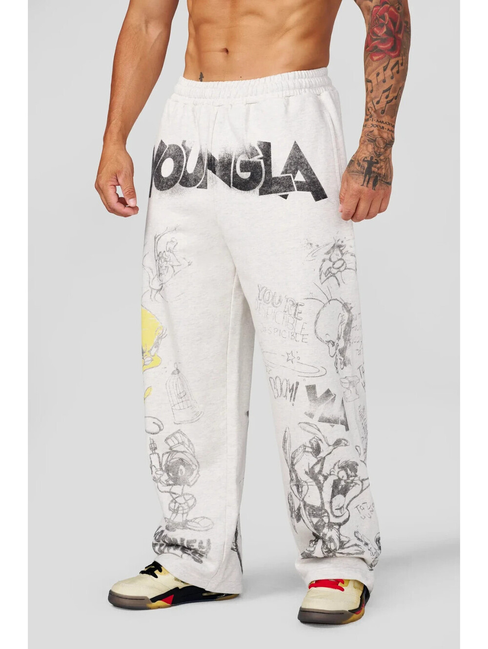 YoungLA- Medium- 2183 - Looney Tunes Squad Sweats- Allover Sketch- SoldOut! - Picture 5 of 5